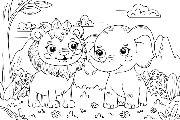 Hand drawn zoo animals illustration