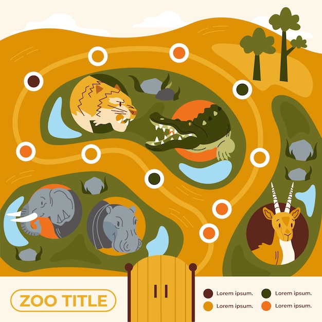 Hand drawn zoo map illustration