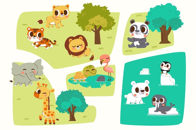 Free Vector hand drawn zoo map illustration