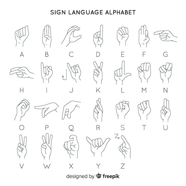 Free Vector hand gesture language alphabet