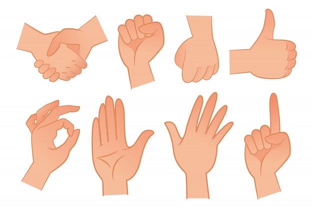 Free vector hand gestures illustration set