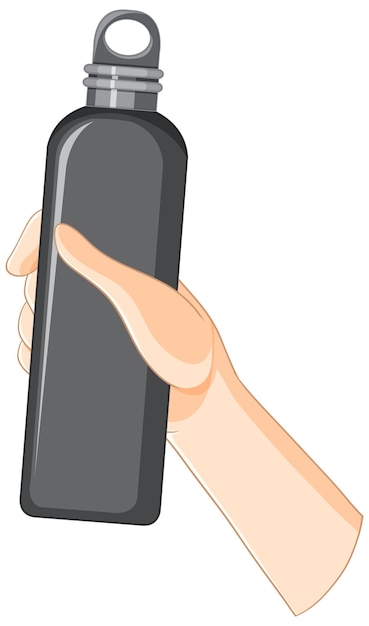 Free Vector hand holding a black water bottle