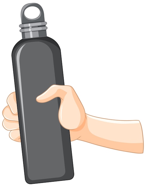 Free Vector hand holding a black water bottle