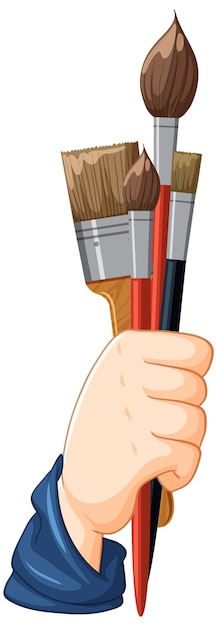 Free vector hand holding brushes set