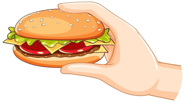 Free Vector hand holding a delicious burger