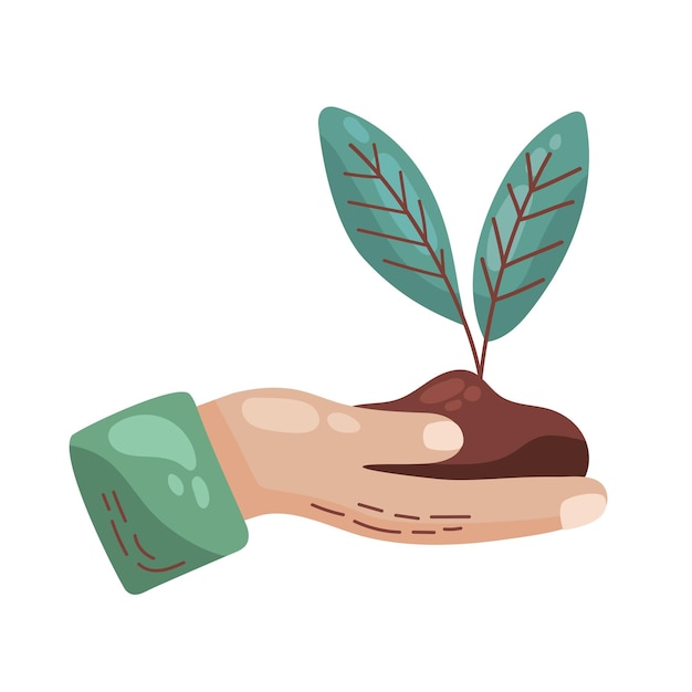 Free Vector hand holding earth with plant