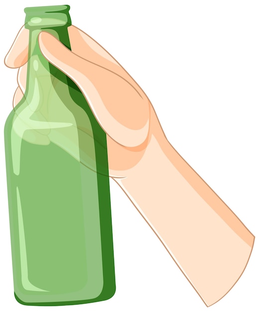 Hand Holding Green Glass Bottle