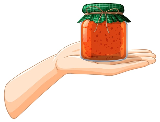 Free Vector hand holding jar of jam