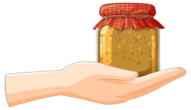 Free Vector hand holding a jar of jam