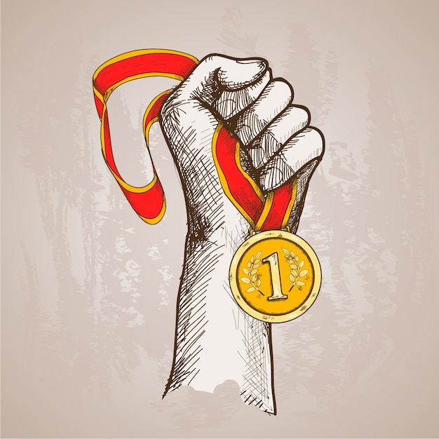 Free Vector hand holding medal