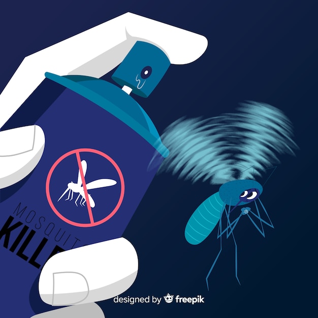 Free vector hand holding mosquito spray in flat design