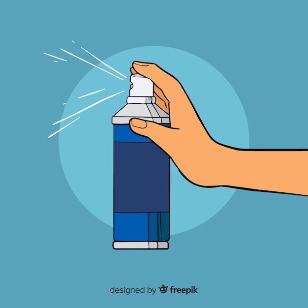 Hand holding mosquito spray in flat design