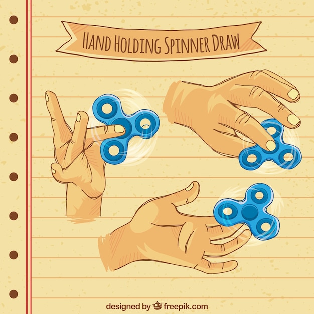 Free Vector hand holding spinner draw