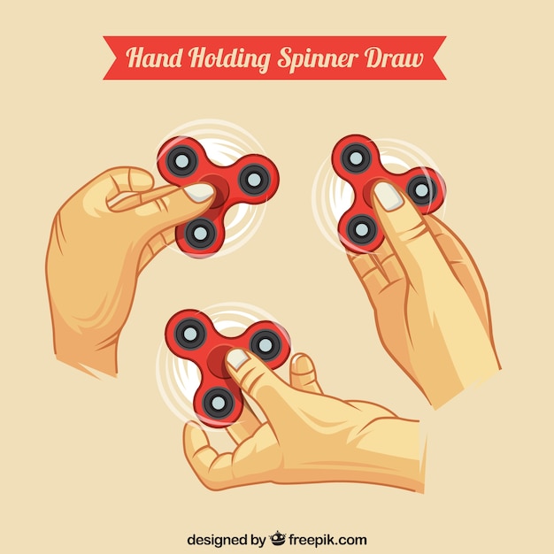 Hand holding spinners collection