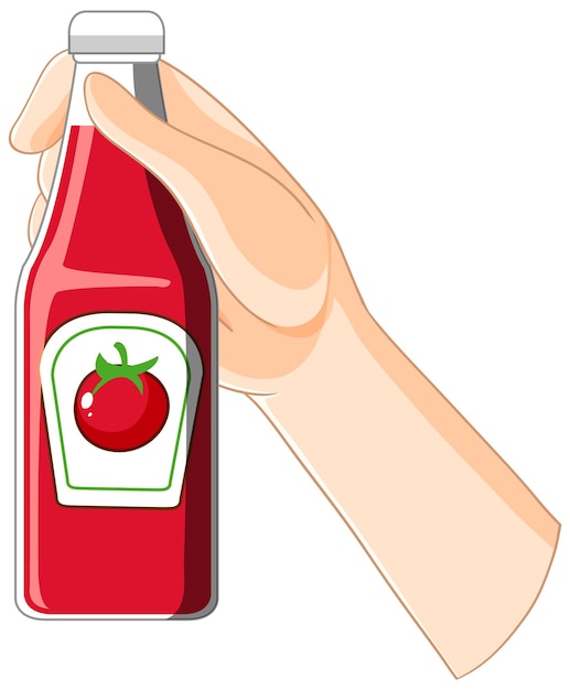 Free Vector hand holding tomato ketchup bottle