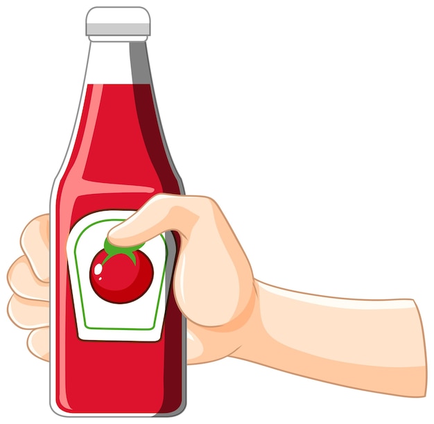 Free Vector hand holding tomato ketchup bottle