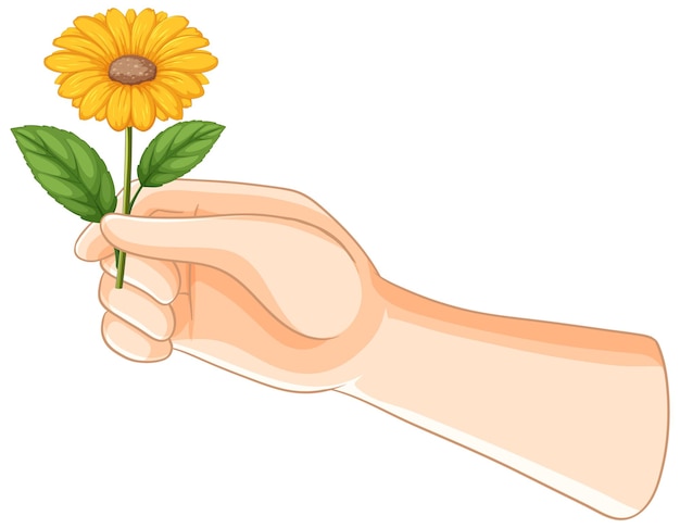 Free Vector hand holding a yellow flower