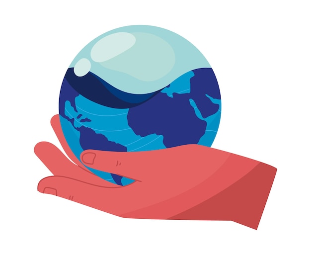 Free Vector hand holds planet icon isolated