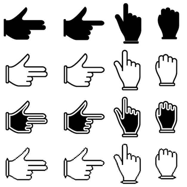 Free Vector hand icons, cursor