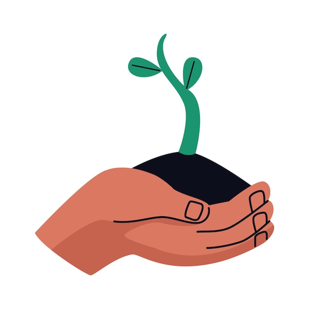 Free Vector hand lifting plant garden icon