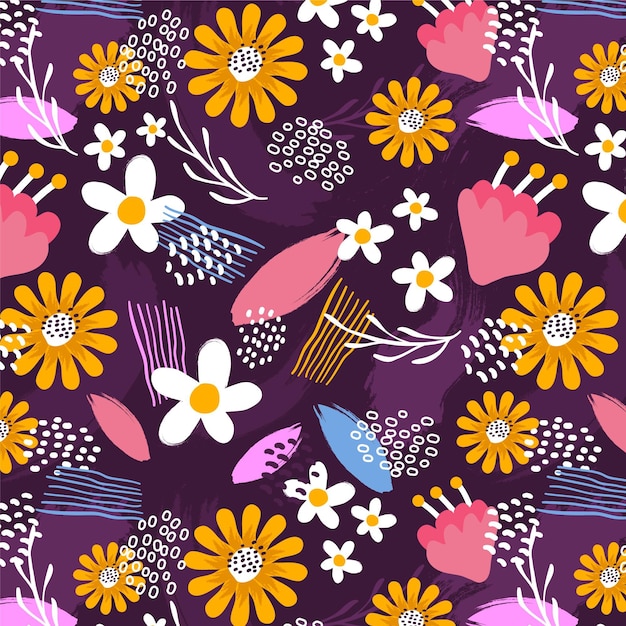 Hand painted abstract floral pattern