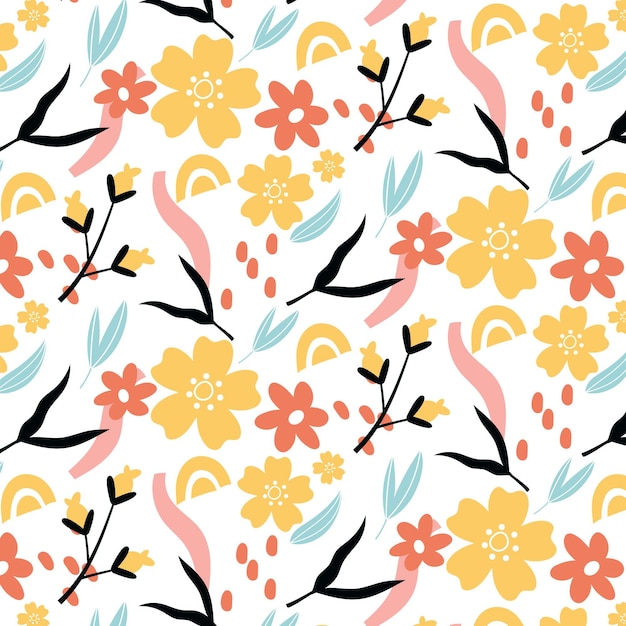 Free Vector hand painted abstract floral pattern