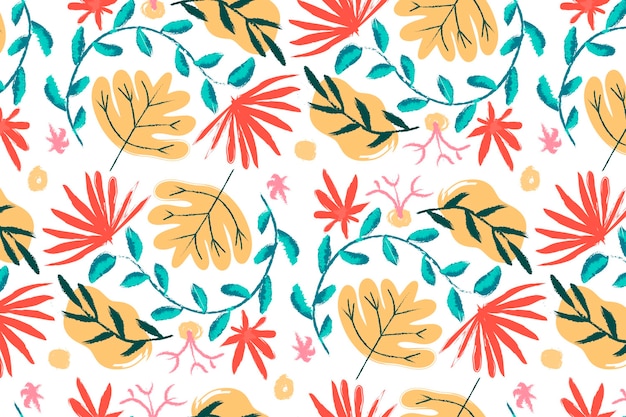 Hand painted abstract leaves pattern