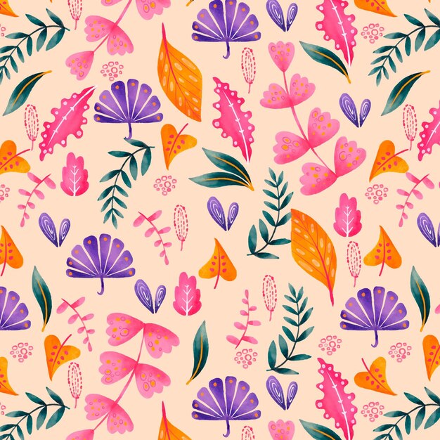 Hand painted abstract leaves pattern