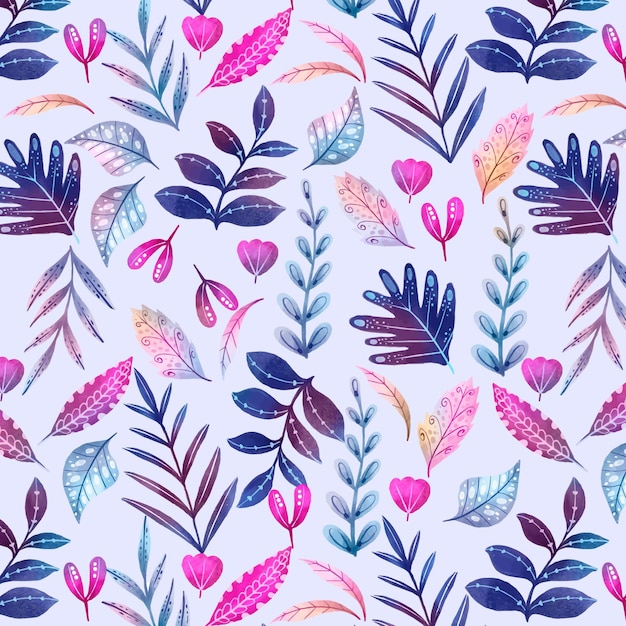 Hand painted abstract leaves pattern