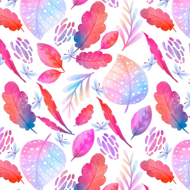 Hand painted abstract leaves pattern