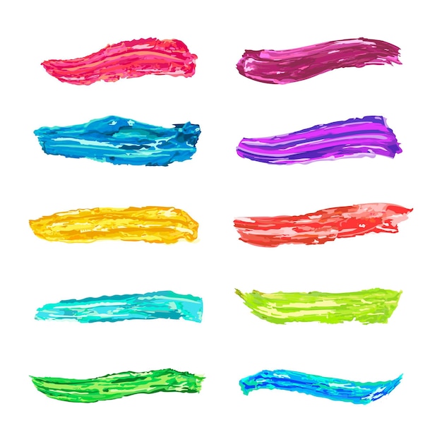 Free Vector hand painted acrylic brush stroke set