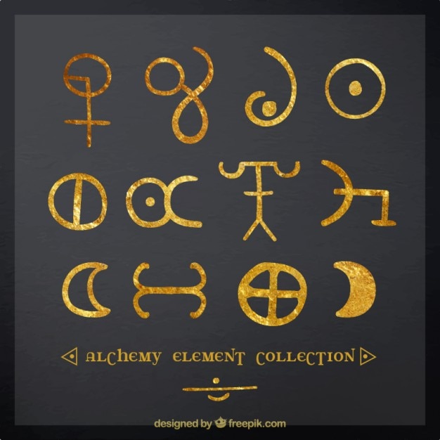 Free Vector hand painted alchemy symbols