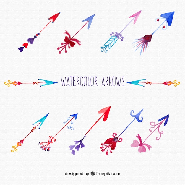 Hand painted arrows in colored style