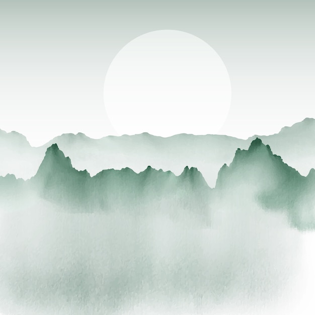 Free vector hand painted background of a mountain landscape