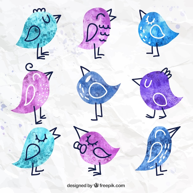 Free Vector hand painted birds