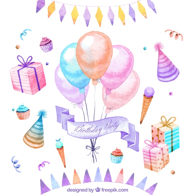 Free vector hand painted birthday decoration