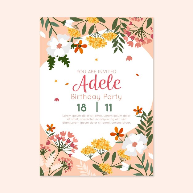 Hand painted birthday invitation template