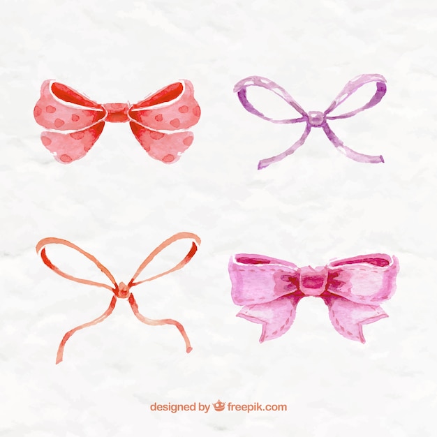 Free vector hand painted bows collection