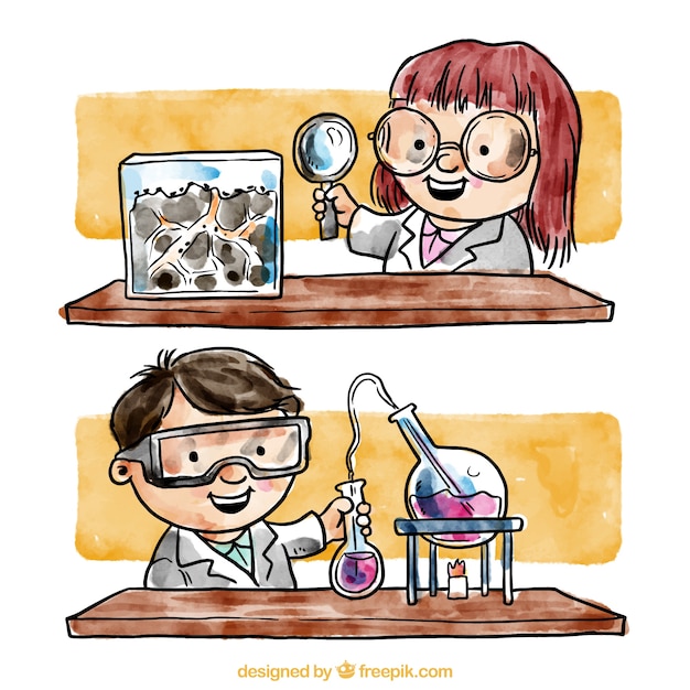 Free Vector hand painted chemists in the laboratory