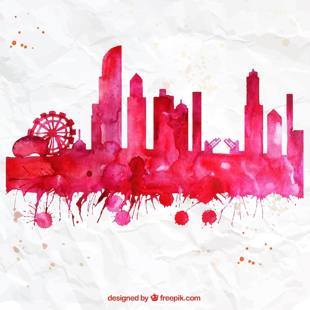 Free vector hand painted chicago skyline