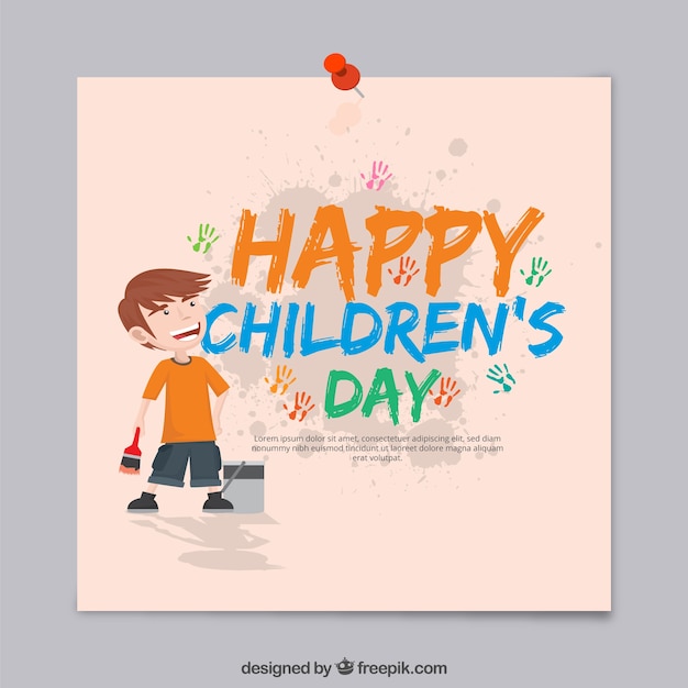 Hand painted childrens day card