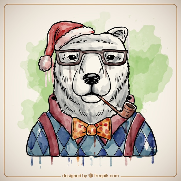 Hand painted christmas polar bear