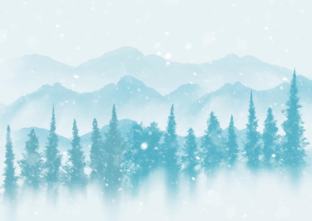 Free Vector hand painted christmas winter tree landscape