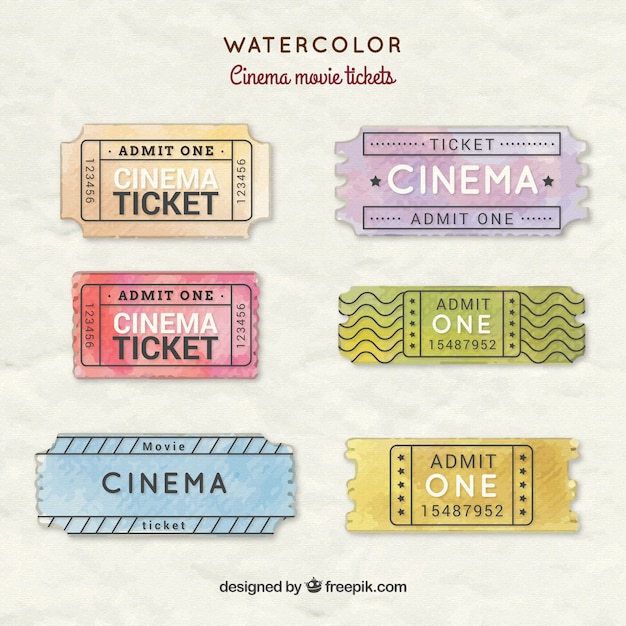 Hand painted cinema movie tickets 