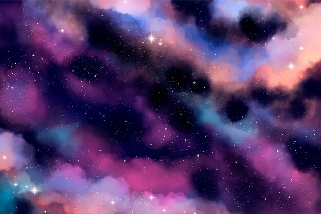 Hand painted colorful galaxy background