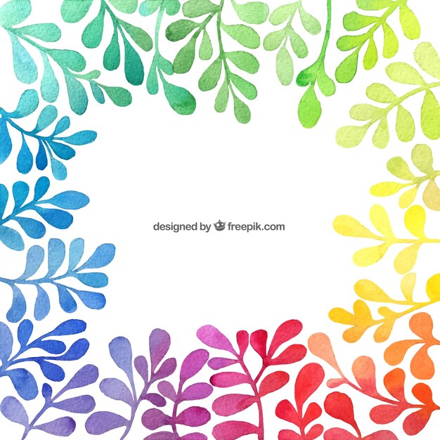 Hand painted colorful plants background