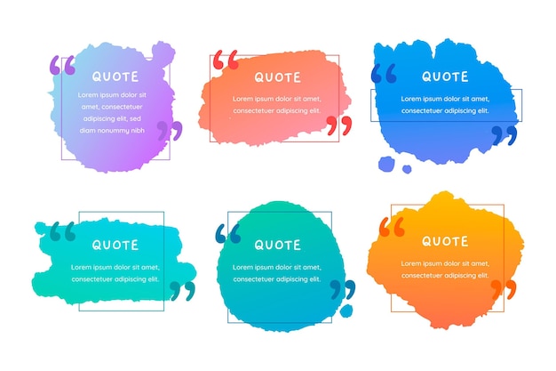 Free Vector hand painted colorful quote box frame collection