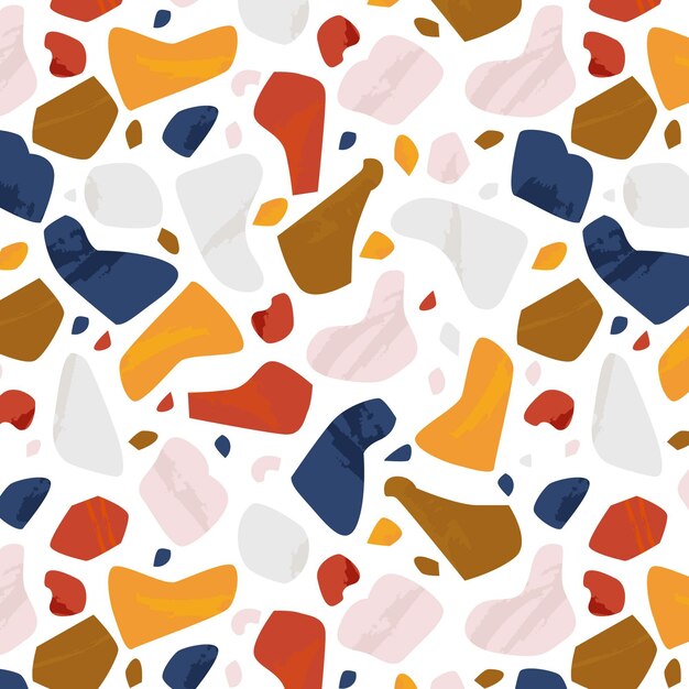 Hand painted colorful terrazzo pattern design