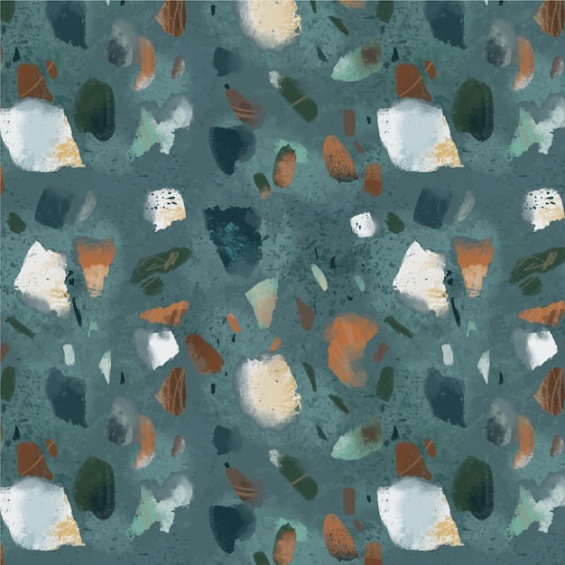 Hand painted colorful terrazzo pattern