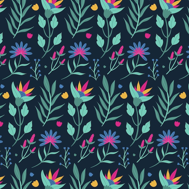 Free Vector hand painted exotic floral pattern